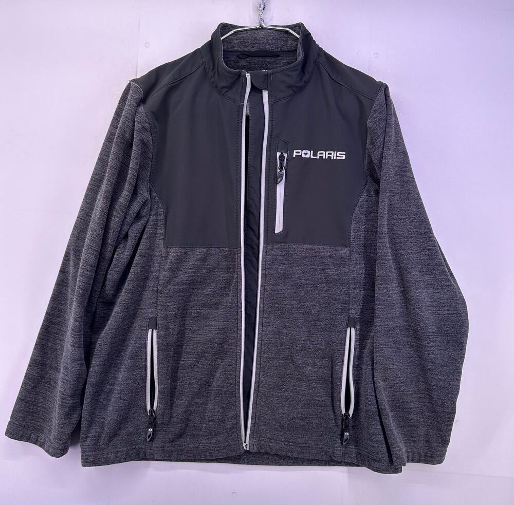 Polaris Men's Trail Mid Layer Gray Black Full Zip Size Large